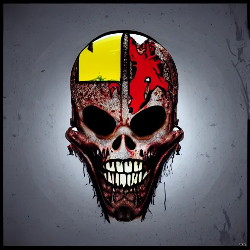 Prompt: symbol icon zombie - head gta v, style of stephen bliss, urban apocalypse, icon, symbol, unreal engine, octane render