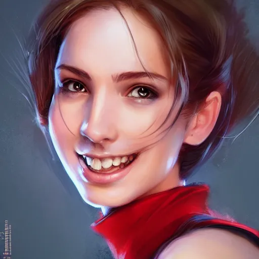 Prompt: mario as an attractive young smiling woman, face portrait, hd shot, digital portrait, beautiful, fantasy art, artstation, comic style, by artgerm, guy denning, jakub rozalski, magali villeneuve and charlie bowater