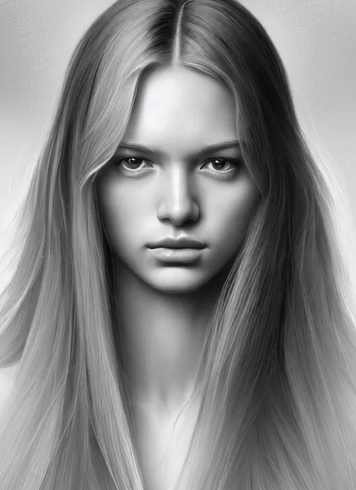 Image similar to symmetry!! portrait of young woman blessed with ever - increasing physical and mental perfection, slice - of - life, realism, luxurious long blonde hair, perfect face!! intricate, elegant, highly detailed, holy perfection!! digital painting, artstation, concept art, smooth, sharp focus, illustration, single subject, art by artgerm and greg rutkowski and alphonse mucha