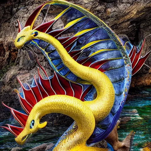 Image similar to national geographic photo of dragonair, pokemon in the wild, intricate, portrait, 8 k highly professionally detailed, hdr, award winning