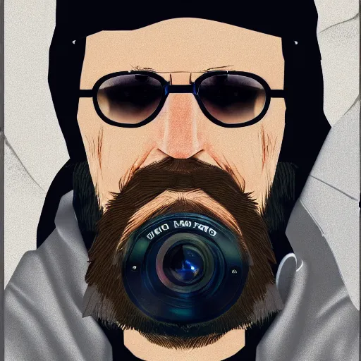 Image similar to Unabomber taking selfies, realistic, photo studio, HDR, 8k, trending on artstation