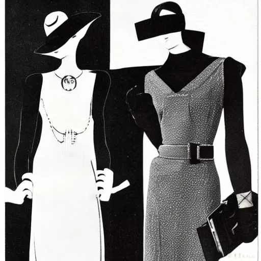 Prompt: paul pouiret art deco slanted hat tight silhouette gloves fashion chanel john lanvin vogue nineteen twenties