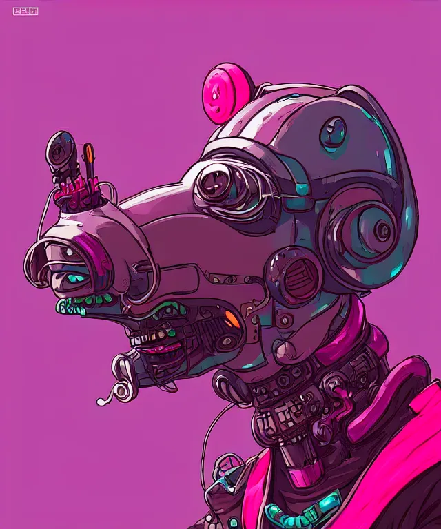 Image similar to a portrait of an anthropomorphic cyberpunk greyhound dog eating a pink donut, cyberpunk!, cyberpunk cityscape background, fantasy, elegant, digital painting, artstation, concept art, matte, sharp focus, illustration, art by josan gonzalez