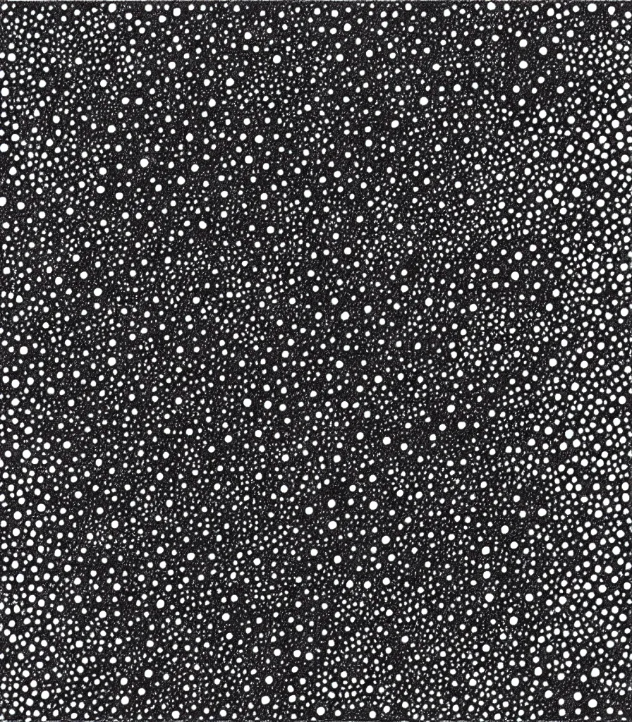 Image similar to a beautiful painting of the universe drawn in a pattern small circles, galaxies, pointilism, rough charcoal sketch, black dots