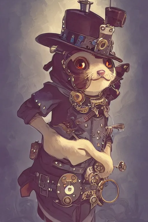 Prompt: anthropomorphic hamster as steampunk half - cyborg, western gunslinger, high fantasy, dnd, smooth, sharp focus, illustration, highly detailed, digital painting, artstation, concept art, by disney animation, rossdraws, alphonse mucha, frank fanzzeta, collectible card art