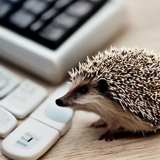 Image similar to a hedgehog using a calculator