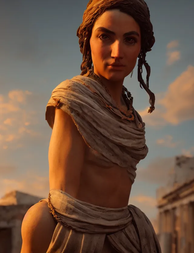 Image similar to portrait of a greek antique girl, 8 k uhd, unreal engine, octane rendering in the artistic style of finian mcmanus, john park and greg rutkowski