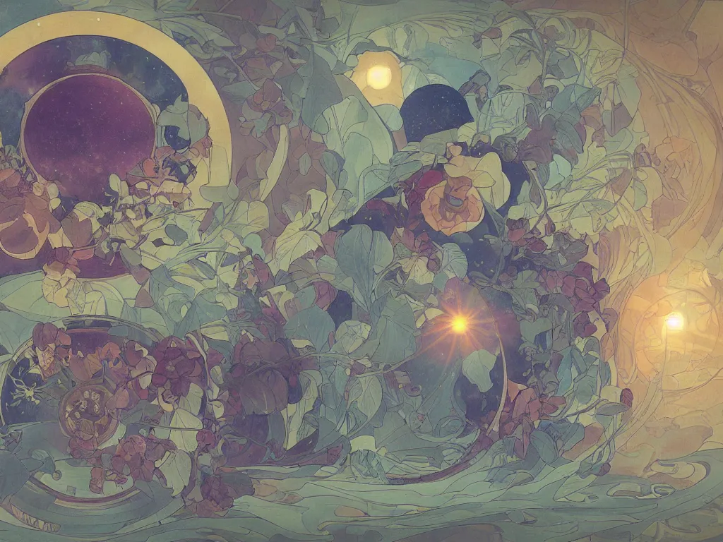 Prompt: the universe is a spheroid region 7 0 5 meters in diameter, sunlight study, art nouveau, by and rachel ruysch ( ( ( ( ( ( ( alphonse mucha ) ) ) ) ) ) ) and ( ( ( ( lisa frank ) ) ) ), 8 k, sharp focus, octane render ( ( ( ( ( kauai ) ) ) ) )