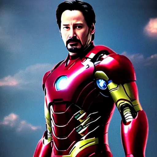 Image similar to keanu reeves as iron man