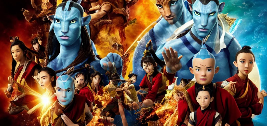 Prompt: Poster of Avatar The Last Airbender Live Action Movie