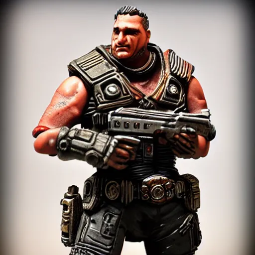 Prompt: gears of war marcus as warhammer tabletop figurines