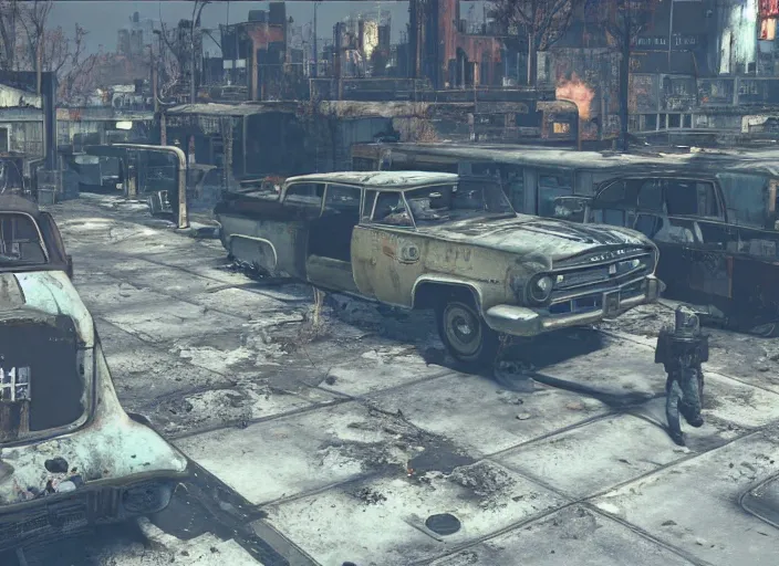 Prompt: detroit in fallout 4