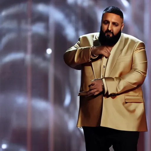 Prompt: dj khaled sadly looking at his empty hands, award winning candid photography