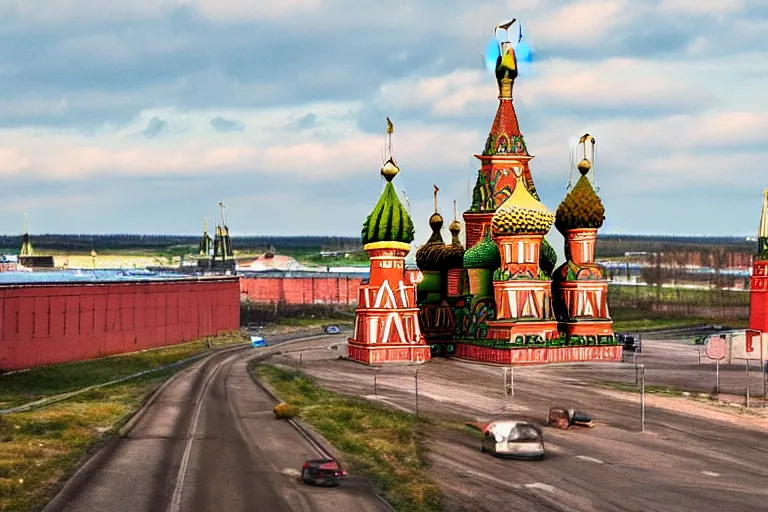 Image similar to real life russia, ultra realistic!!!, clear weather, golden hour, sharp focus, by anry