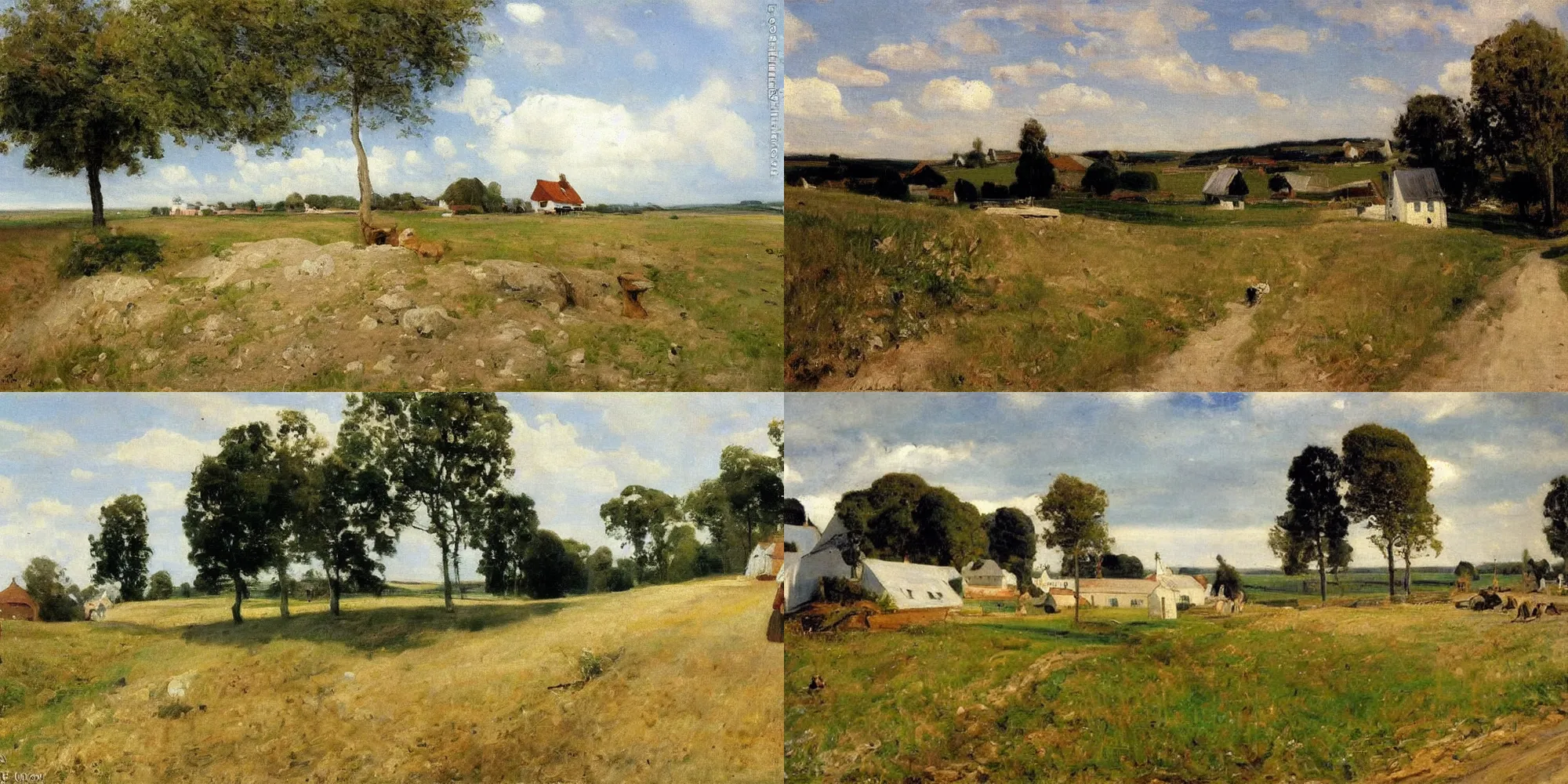 Prompt: P.S. Krøyer painting of idyllic danish rural landscape