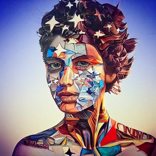 Prompt: A beautiful sculpture. stars and planets by Sandra Chevrier and bastien, intuitive