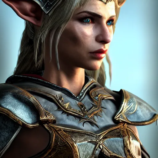 Image similar to professional photo of an female skyrim high elf, real, high definition, 4k, hdr, ultra detailed