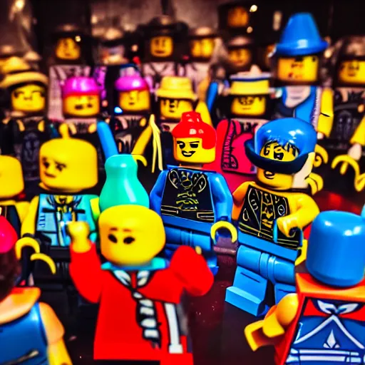 Prompt: A photo of a lego minifigures partying at a rave, photography, award winning, 8K