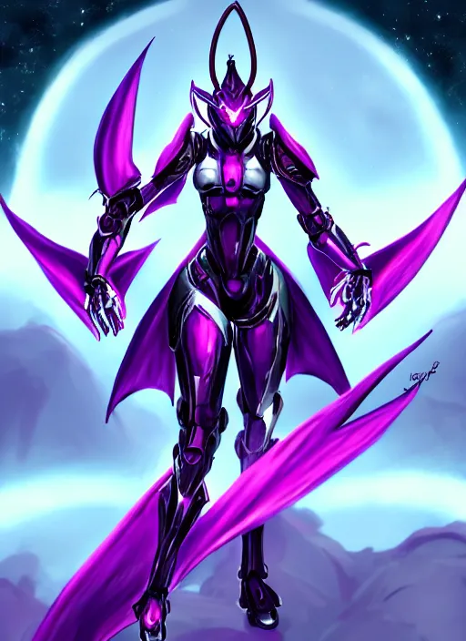 Image similar to cinematic goddess full shot, beautiful stunning hot anthropomorphic robot mecha female dragon, sleek dragon head, metal ears, led purple eyes, smooth fuschia skin, smooth silver armor, floating in space, holding a galaxy, epic proportions, epic size, epic detail, furry art, dragon art, giantess art, warframe fanart, furaffinity, octane