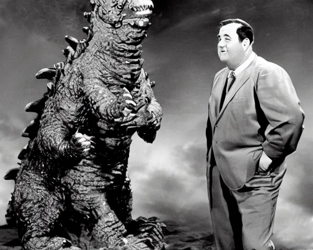 Image similar to Abbott and Costello meet Godzilla