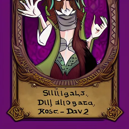 Image similar to Stolas Helluva Boss, D&D Character card, By VivziePop