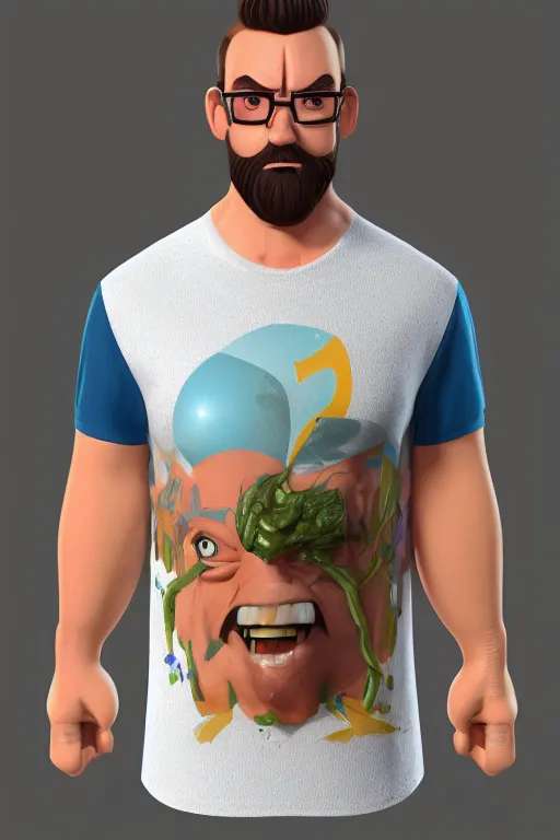 Image similar to hot daddy, 3 2 - year - old, short stubble, muscle summer shirt, character design, octane render, by artstation, 8 k, artbreeder