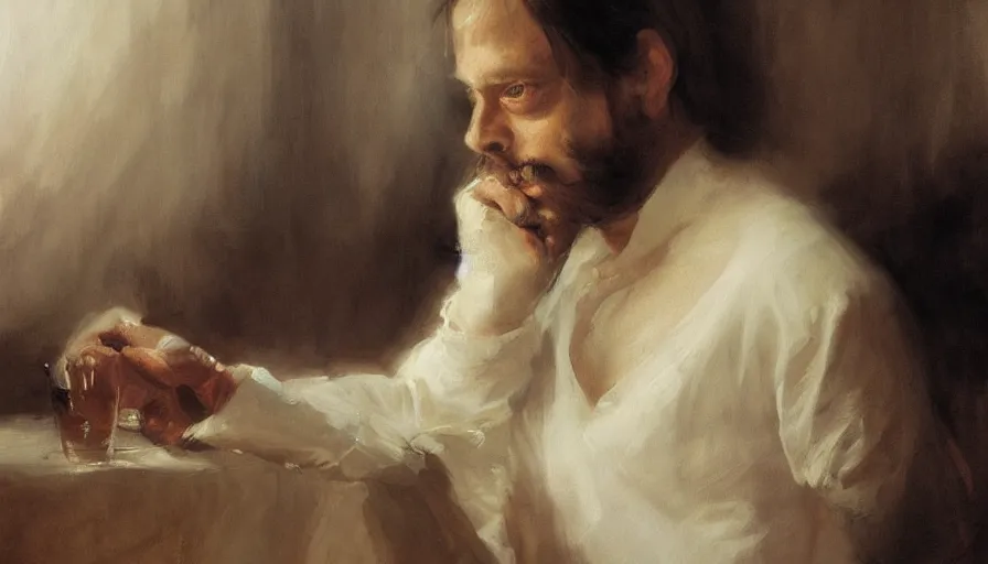 Image similar to beautiful portrait of anthropomorphic loaf of bread steve buscemi, art by anders zorn, wonderful masterpiece by greg rutkowski, beautiful cinematic light, american romanticism thomas lawrence, greg rutkowski