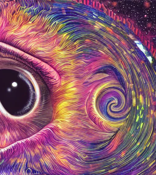 Image similar to ketamine dream of a universe in an eye, intricate, super detailed, 4K,