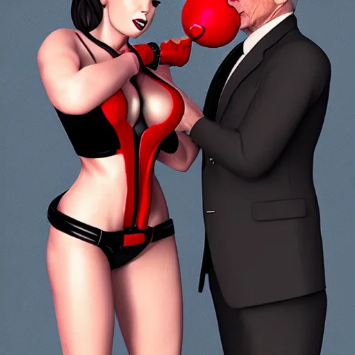 Prompt: dr. fauci with a red ball gag in his mouth and dominatrix bond girl suit, realistic render, digital art, highly detailed, dramatic lighting, award winning deviant art