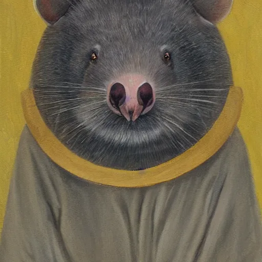 Prompt: a medieval warrior wombat, oil painting