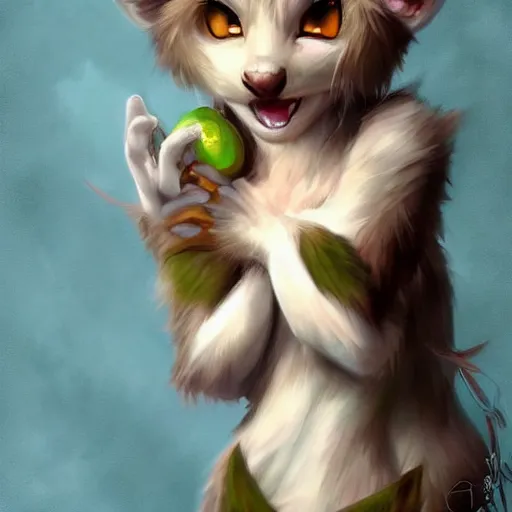 Image similar to cute anthropomorphic bunny, green eyes, light brown fur, wlop, artgerm, royo