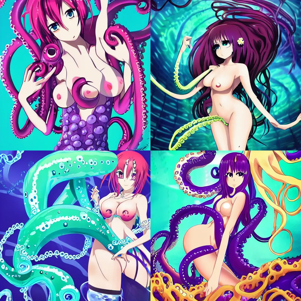 Prompt: “a sexy tentacle monster, anime key visual”