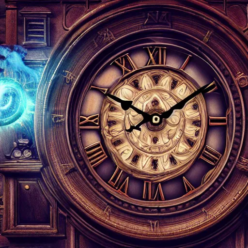 Image similar to a beautiful detailed 3 d matte portrait of a clock made from rodents, ominous, magical realism, texture, intricate, whirling smoke radiant colors, fantasy, volumetric lighting, high details