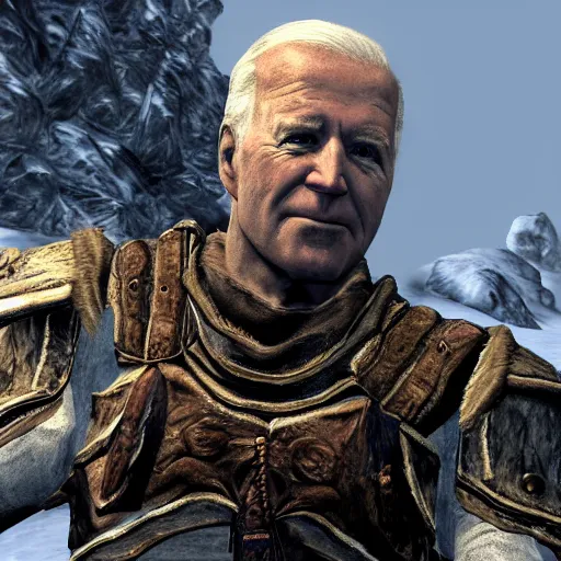 Image similar to screenshot of joe biden in Skyrim