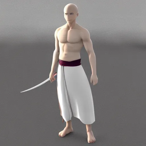 Image similar to “photrealistic 8k render 3d anime character warrior monk, Ufotable, White Fox, Kyoto Animation”