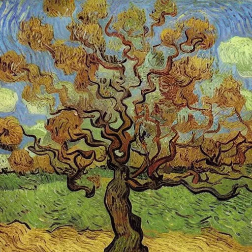 Image similar to vincent van gogh the mulberry tree ( 1 8 8 9 )