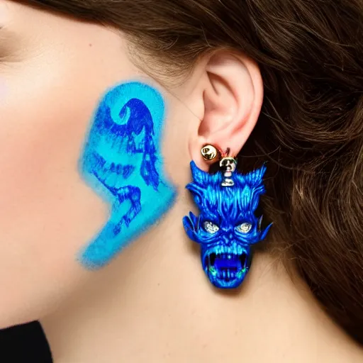 Prompt: demogorgon with blue earrings