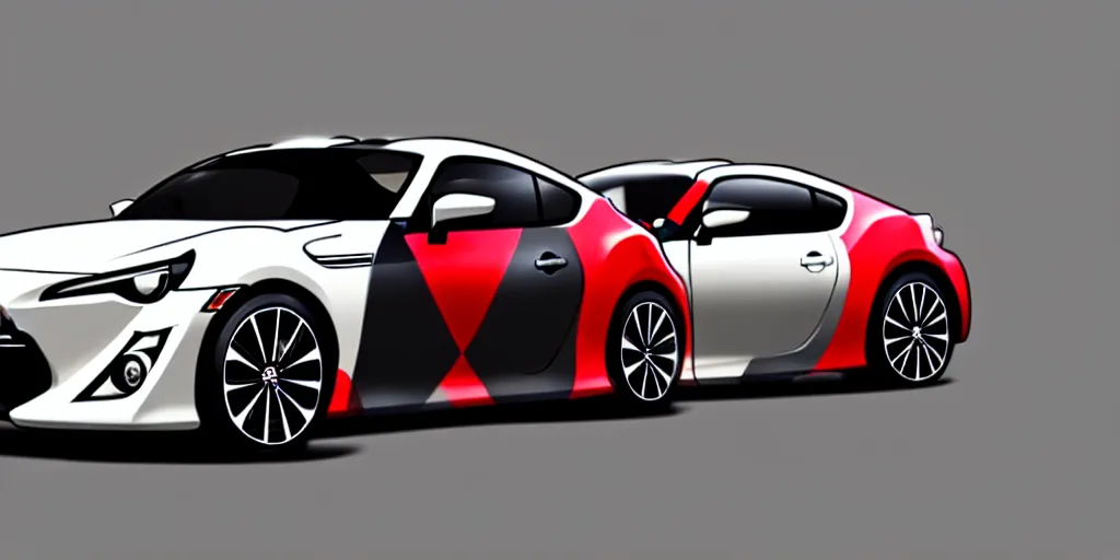 Prompt: merge the designs of Toyota gt86 2015 and Aston Martin 2022 as one car. No background, concept art style.