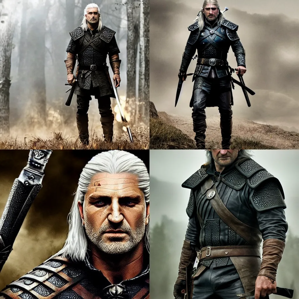 Prompt: gerard butler as geralt of rivia