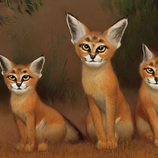 Image similar to three cute caracals wearing red ties, digital art, highly detailed by gaston bussiere, craig mullins, j. c. leyendecker 8 k