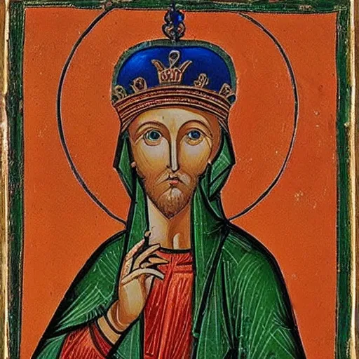 Image similar to byzantine art of a rabbit wearing a crown