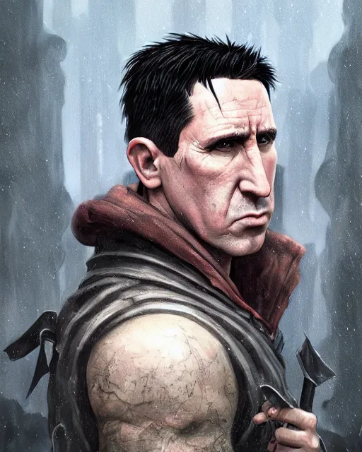 Prompt: An epic fantasy comic book style portrait painting of a very imposing Trent Reznor, character design by Mark Ryden and Pixar and Hayao Miyazaki, unreal 5, DAZ, hyperrealistic, octane render, cosplay, RPG portrait, dynamic lighting, intricate detail, cinematic