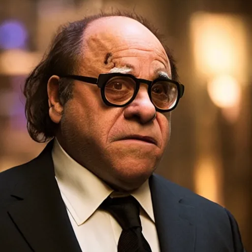 Image similar to A movie still of Danny Devito in John Wick (2014), dramatic lighting