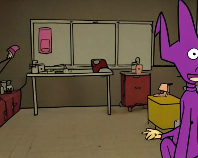 Prompt: courage the cowardly dog in dexter's laboratory