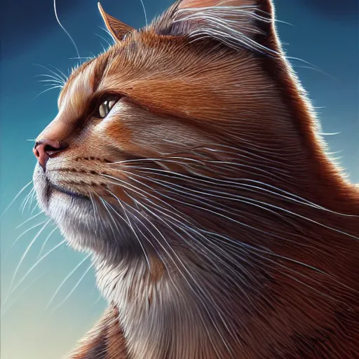 Prompt: an oil painting of a gigachad cat with a chiseled jawline, giga chad, strong, dramatic impactful colors, by artgerm, hd, hdr, ue 5, ue 6, unreal engine 5, cinematic 4 k wallpaper, 8 k, ultra detailed, gta 5 cover art, high resolution, artstation, award winning