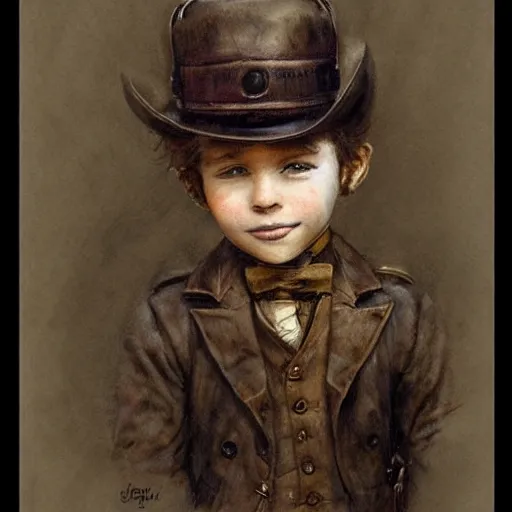 Prompt: (((((portrait of boy dressed as steampunk explorer . muted colors.))))) by Jean-Baptiste Monge !!!!!!!!!!!!!!!!!!!!!!!!!!!