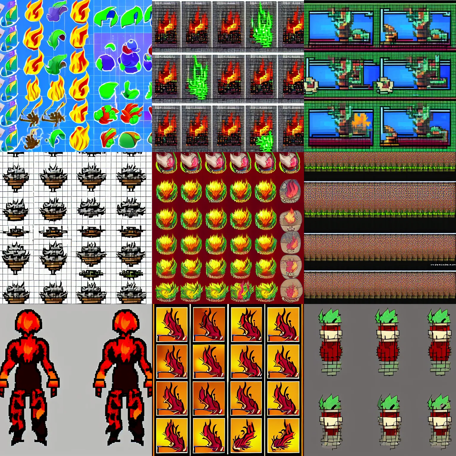 Prompt: sprite sheet for fire
