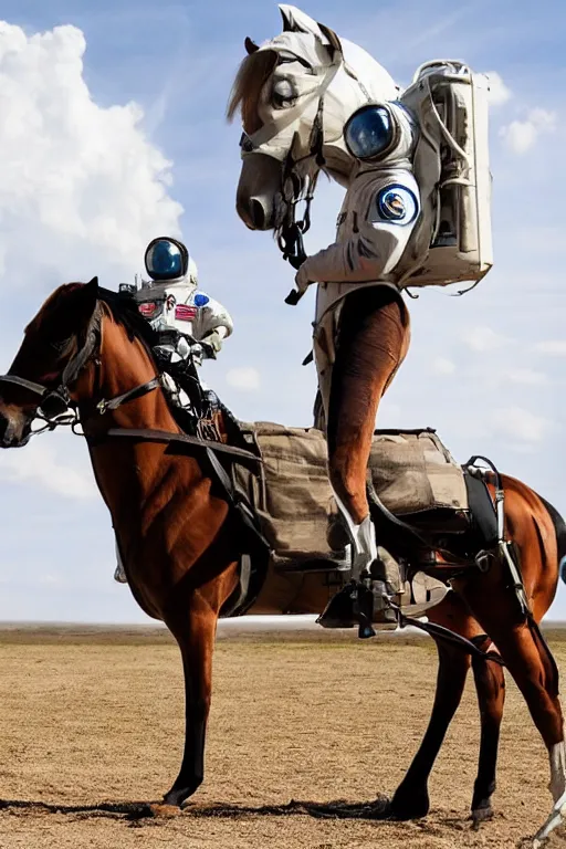 Image similar to horse in astronaut suit riding horse