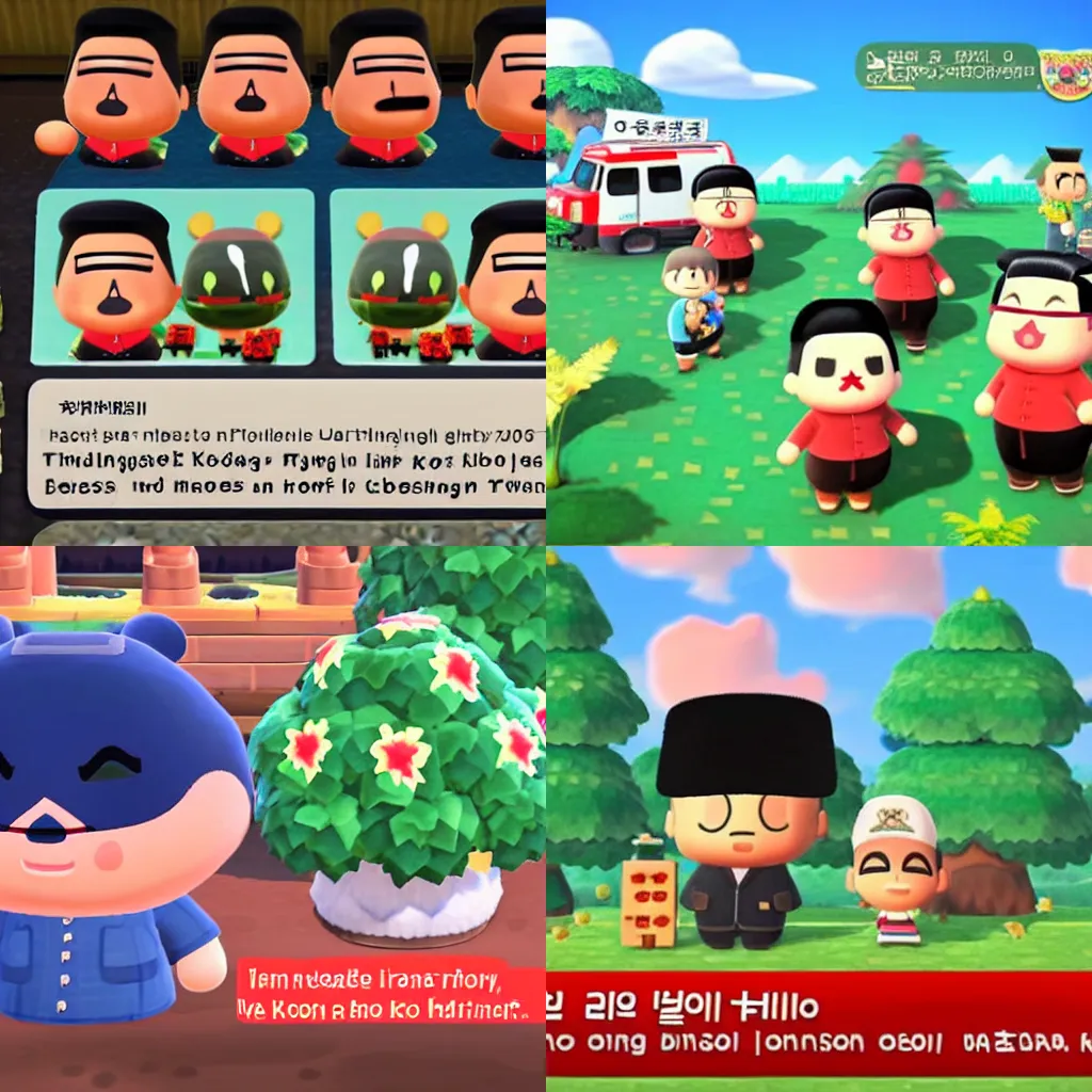 Prompt: Kim Jong Un in Animal Crossing