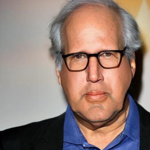 Prompt: a photograph of chevy chase trying to quietly hold in a fart but failing